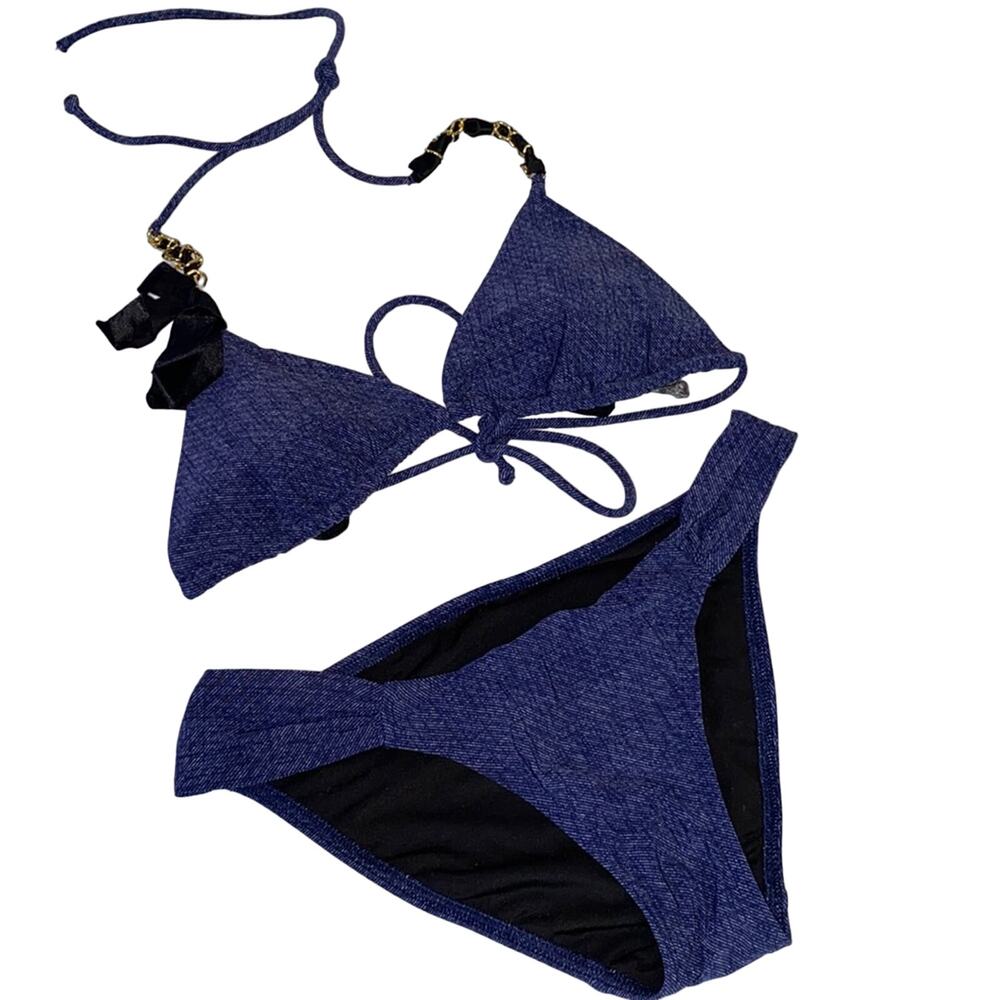 Victoria's Secret VS Blue Chain 2 Piece Bikini Size Small